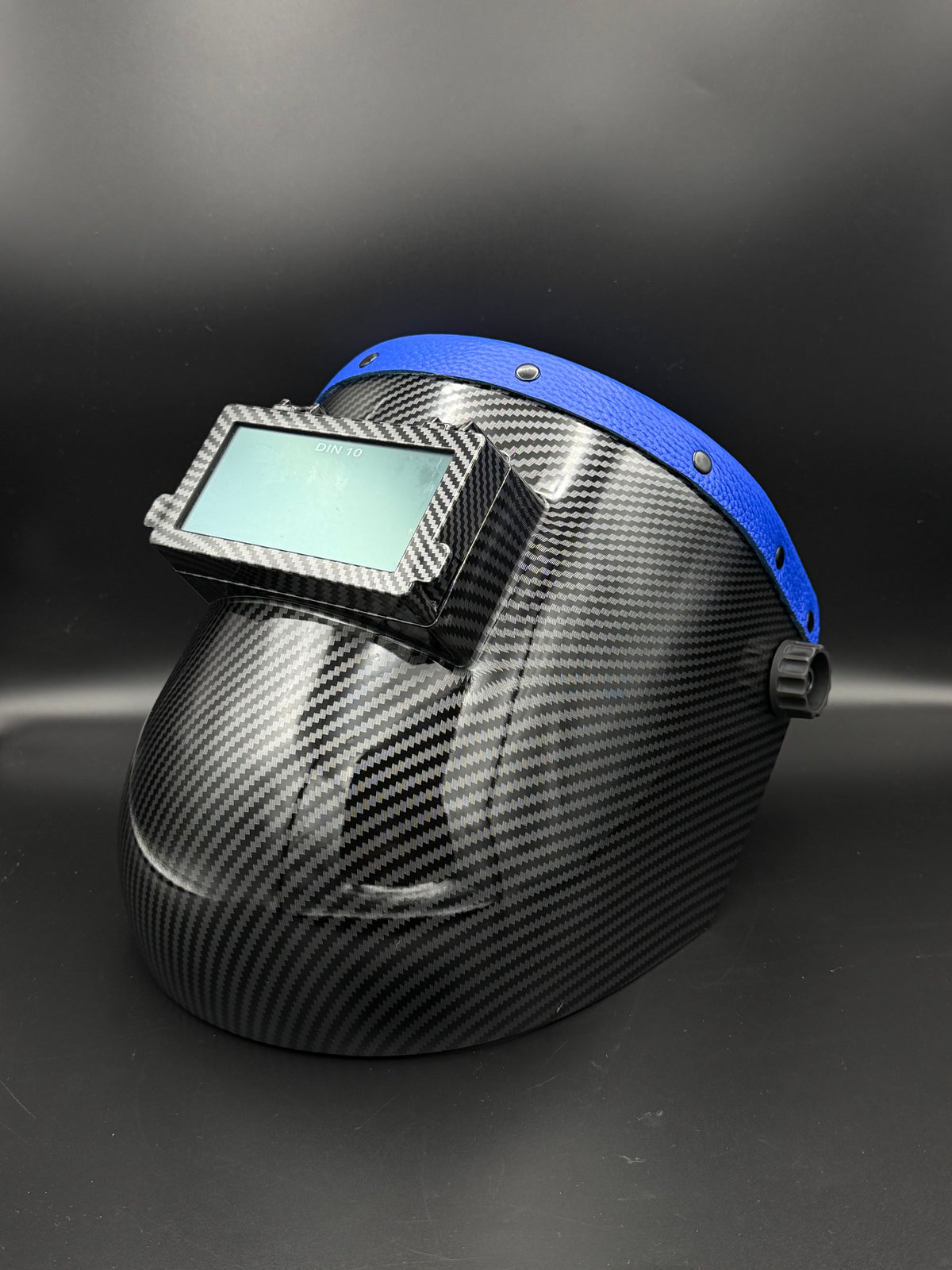 Carbon Fiber Pattern Pipeliner Blue Leather