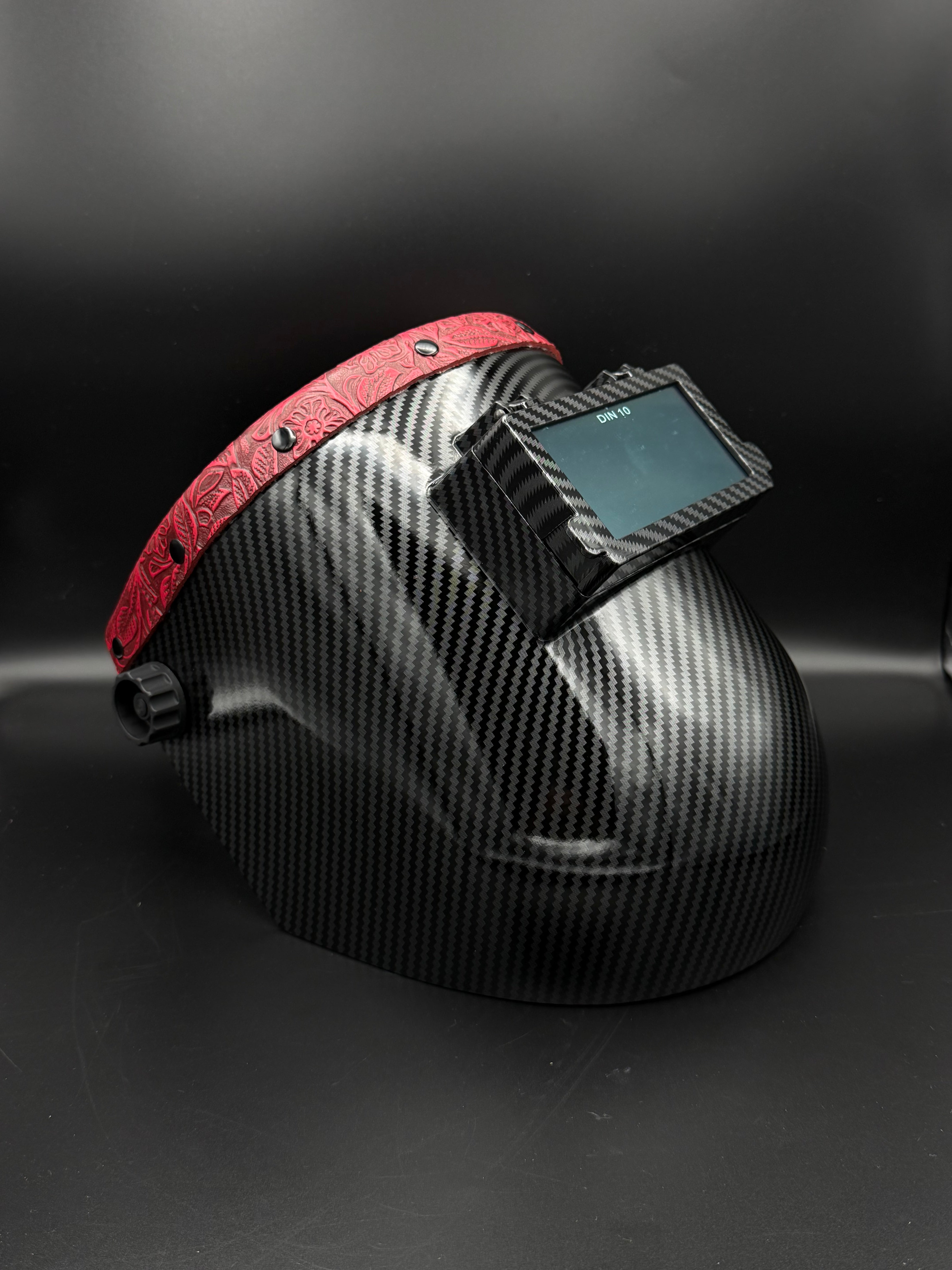 Carbon Fiber Pattern Red Floral