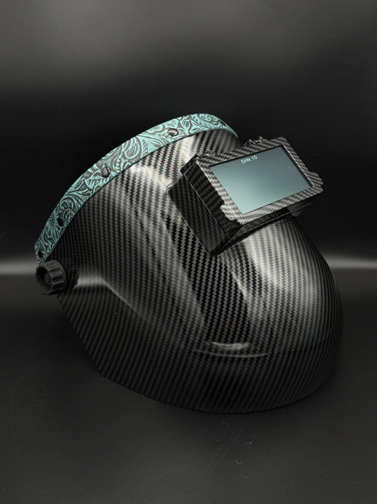 Carbon Fiber Pattern Pipeliner Teal Floral