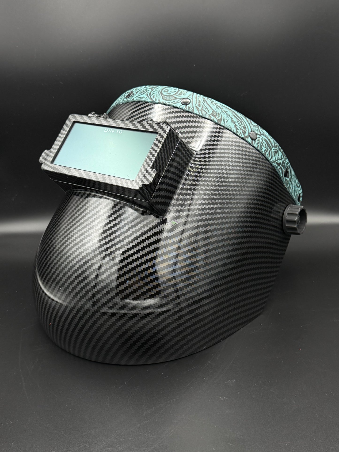 Carbon Fiber Pattern Pipeliner Teal Floral