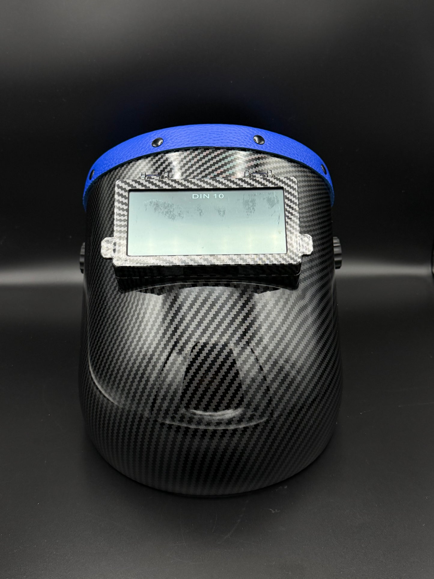 Carbon Fiber Pattern Pipeliner Blue Leather