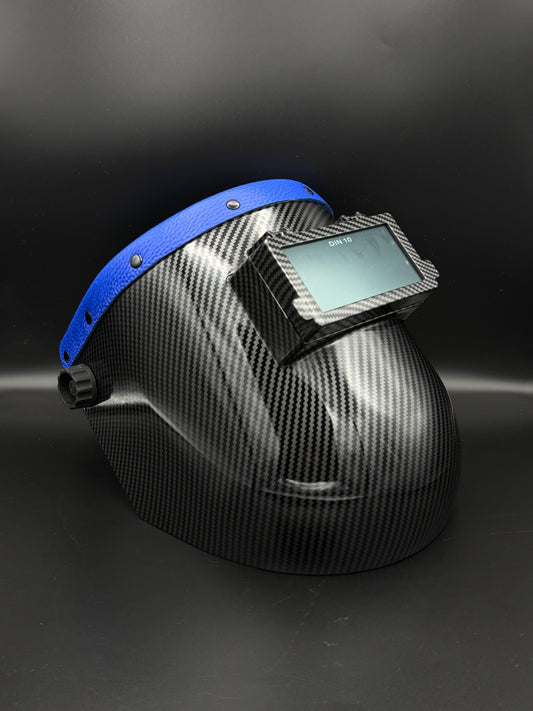 Carbon Fiber Pattern Pipeliner Blue Leather