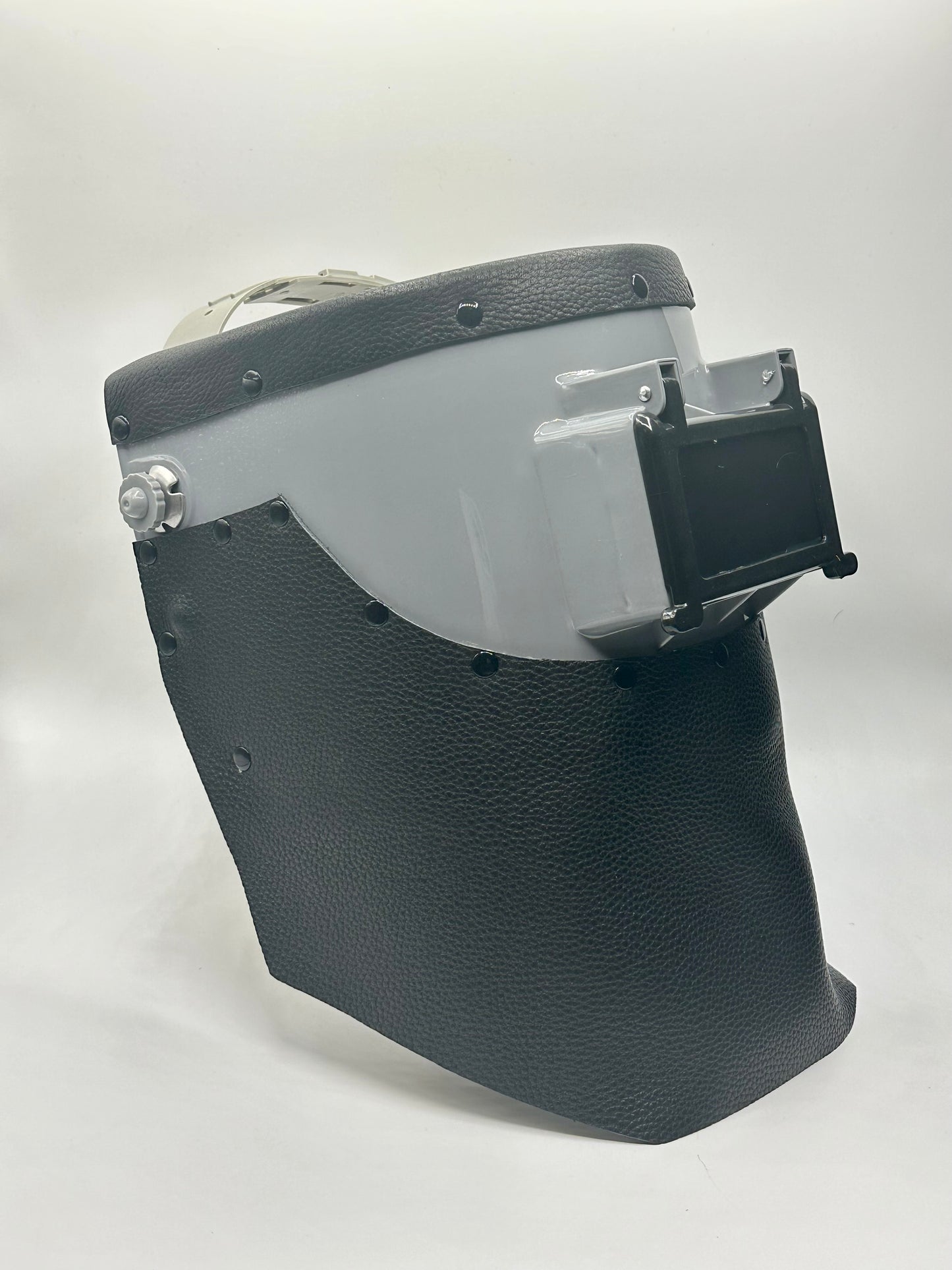 Apex Custom Grey Welding Hood with Black Leather