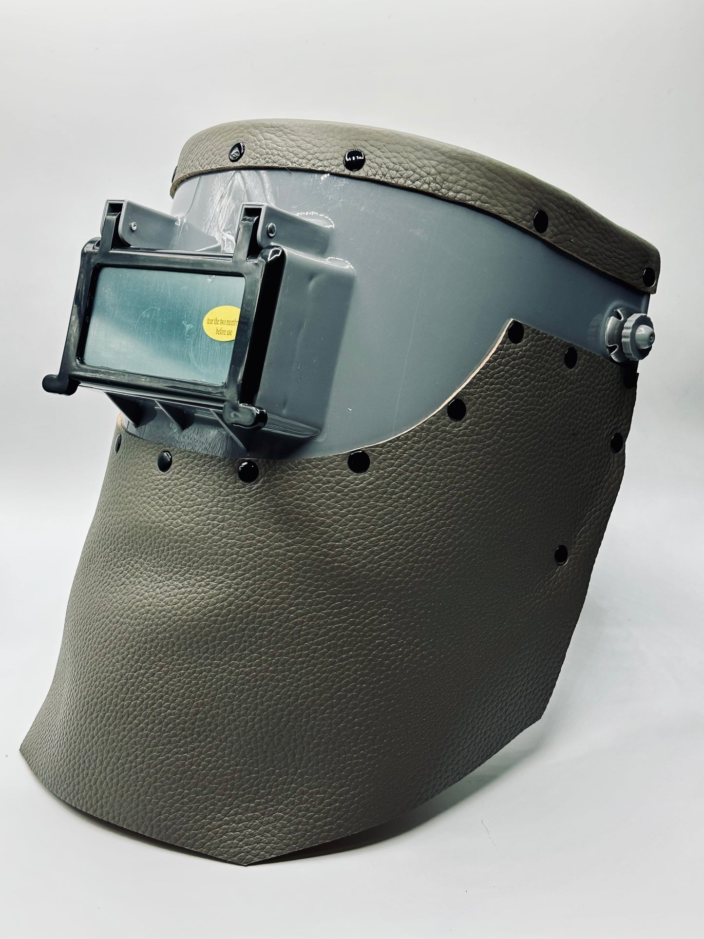 Apex Custom Grey Welding Hood with Grey Leather