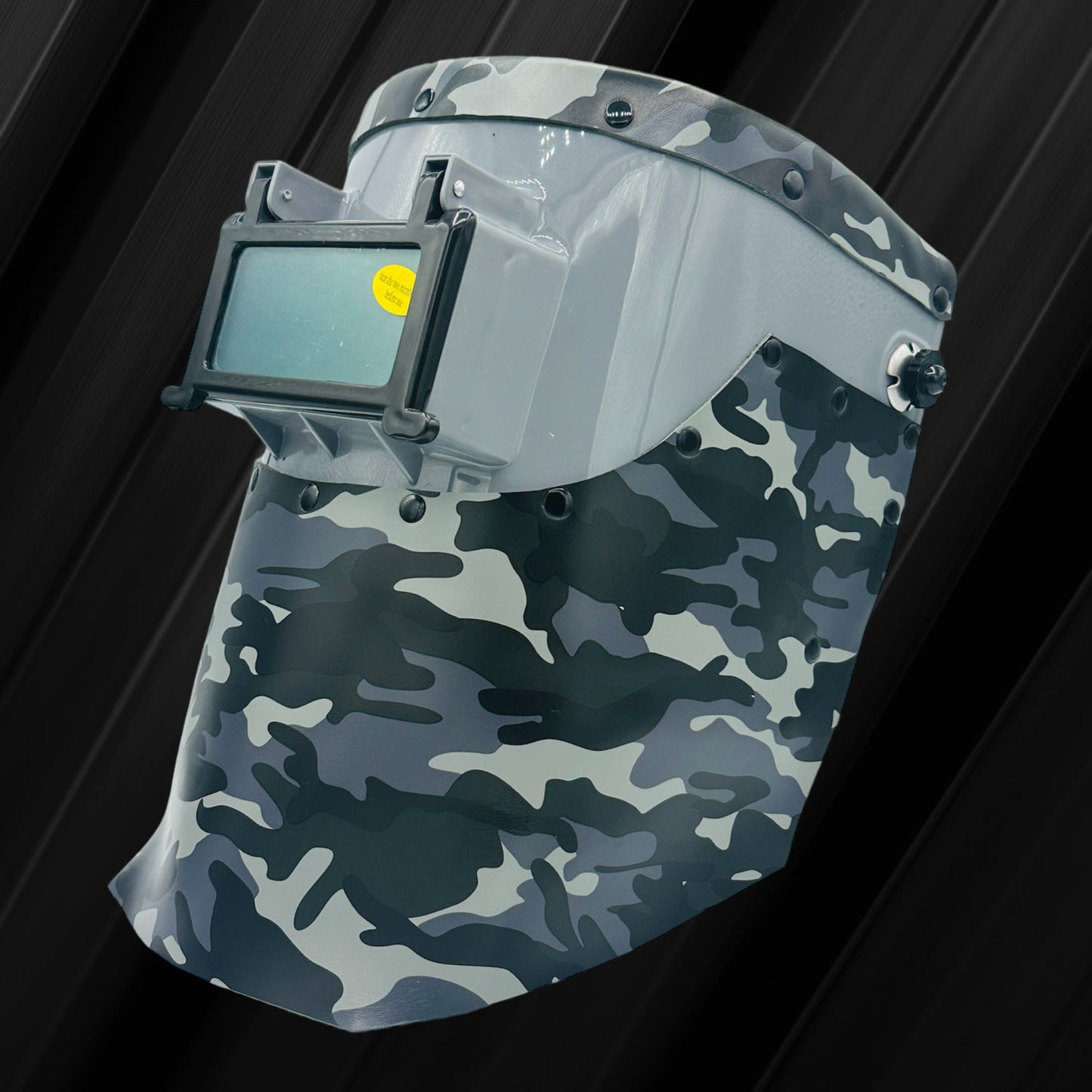 Apex Custom Grey Welding Hood with Black Camo Leather
