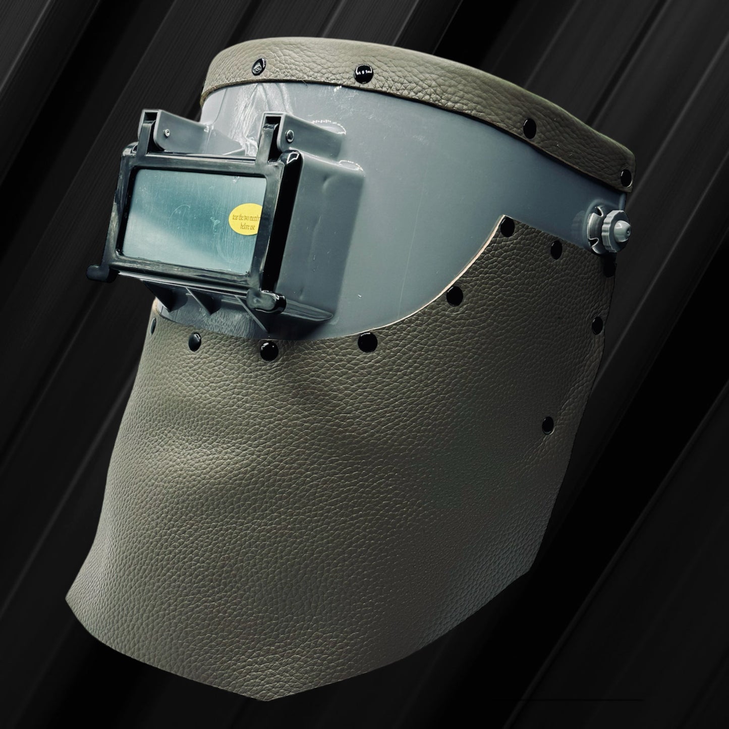 Apex Custom Grey Welding Hood with Grey Leather